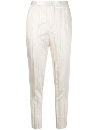 Saint Laurent crinkle-effect tailored trousers - White
