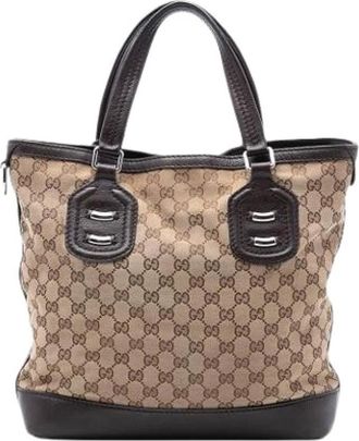 Gucci Pre-owned Handbags, female, Beige, Size: ONE SIZE Pre-owned Canvas Tote
