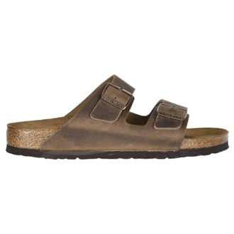 Birkenstock Arizona Waxy Leather Unisex Slides Sandals - Tobacco Brown - Size:UK 10.5