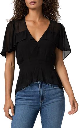 Paige Willa Ruffle Shirt in Black at Nordstrom, Size Xx-Small