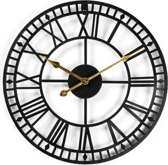 OEM Reloj De Jard&iacute;n Para Todo Tipo De Clima De 40 Cm (agujas Doradas), N&uacute;meros Romanos Vintage, Estilo Retro Minimalista, De Hierro, Para Exteriores, Func