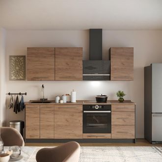 Vicco Mueble De Cocina Fame-line, Roble Dorado/blanco, 230 Cm Sin Encimera, Vicco
