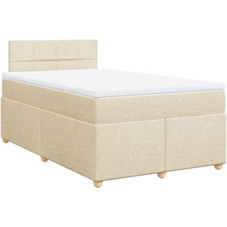 vidaXL Cama Box Spring Con Colch&oacute;n Tela Color Crema 120x200 Cm Vidaxl