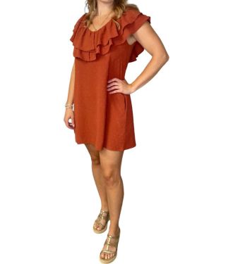 Sadie & Sage Mary Ellen Ruffle Dress In Marsala