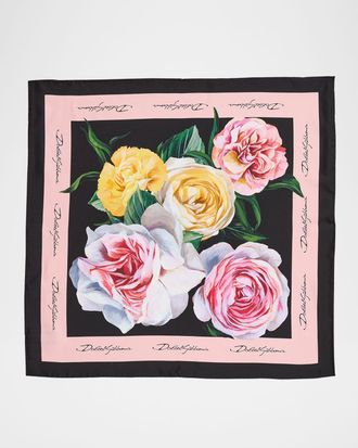 Dolce & Gabbana Floral Silk Twill Foulard Scarf