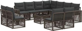 vidaXL Conjunto De Sof&aacute;s De Jard&iacute;n 12 Uds. Gris Y Gris Oscuro Vidaxl