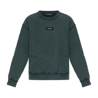 Dolce & Gabbana Sweatshirts, male, Green, Size: XL Logo Sweatshirt