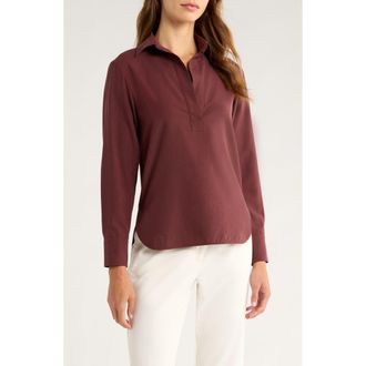Max Mara Mirko Silk Crepe Popover Top in Cherry at Nordstrom, Size 16