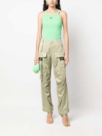 Fendi Womens Green Viscose Trousers - Sage Green - Size EU 36 (Womens)