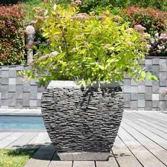 Wanda Collection Maceta Tiesto Jardinera Moldeada Pizarra 50 Cm Jard&iacute;&shy;n Piedra Natural