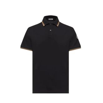 Moncler Polo Shirts, male, Black, Size: 2XL Logo Patch Polo Shirt