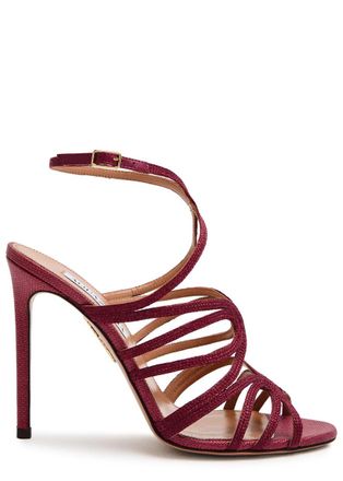 Aquazzura Aquazzura Serenade 105 Raffia Sandals - Burgundy - 37 (IT37/ UK4)