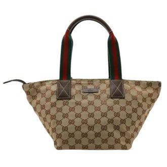 Gucci Pre-owned Handbags, female, Beige, Size: ONE SIZE Pre-owned Sherry Line Shoulder Tote