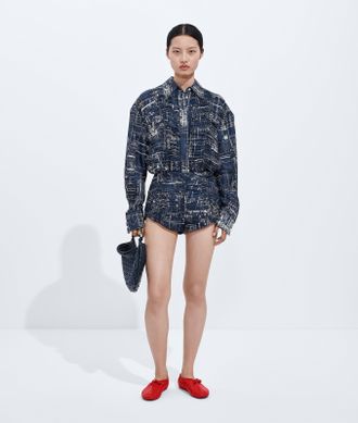 Bottega Veneta Body in twill di seta con stampa - Blu - Donna - 38