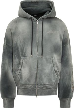Amiri Bones Studded Oversized Zip Hoodie - Heren - Vesten met rits - Zwart - M - Katoen - Hoodies & sweatvesten