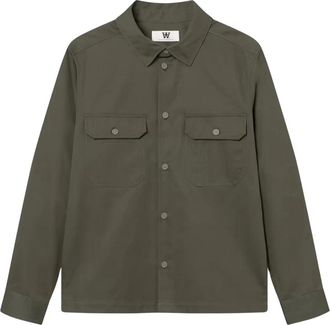 Wood Wood Clay Overshirt - Heren - Casual Overhemden - Groen - L - Katoen - Overhemden