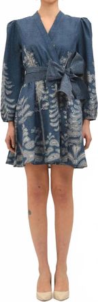 Celina Moon Carly Wrap Mini Dress In Blue