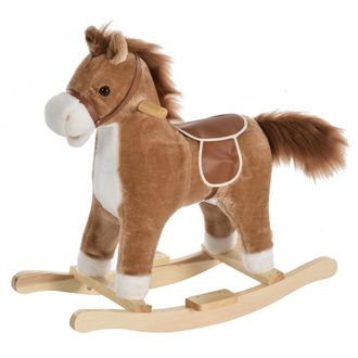 HOMCOM Caballo balanc&iacute;n para ni&ntilde;os 65x32.5x61 cm marr&oacute;n