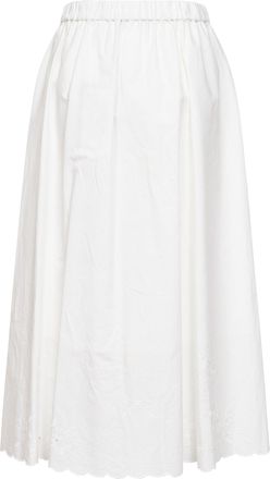 Max Mara Womens Long A-Line Skirt White Cotton