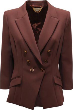 Elisabetta Franchi Blazers, female, Brown, Size: L Giacca Doppio Petto WO Jacket