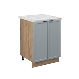 Vicco Mueble Bajo De Cocina Fame-line, Azul Claro-gris, 60 Cm, Et M&aacute;rmol
