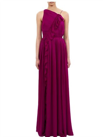 Ulla Johnson Aisha Pleated Gown In Mulberry