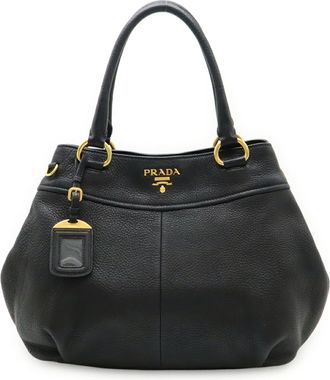 Prada Black Nero Leather Handbag Tote Bag (Pre-Owned)