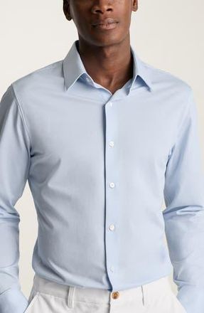 Bonobos Tech Navy Performance Cotton Blend Piqu&eacute; Button-Up Shirt in Birds Eye Texture V2 C2 at Nordstrom Rack, Size Xx-Large