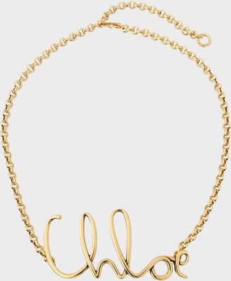Chlo&eacute; Logo Brass Chain Belt