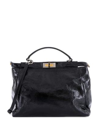 Fendi Peekaboo Bag Patent Large satchel - Zwart