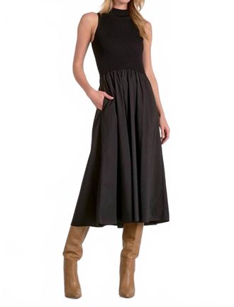 Elan Maxi Mock Neck Dress In Black