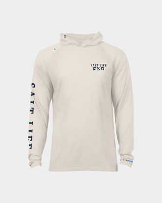 Salt Life Mens Angler Tactics Lightweight Performance Hoodie in Chalk Heather at Nordstrom, Size X-Large