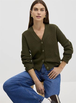 Contemporaine Womens Shaker-rib V-neck Cardigan Sweater