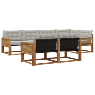 vidaXL Conjunto De Sof&aacute;s De Exterior 7 Pcs Natural Y Gris Claro Vidaxl