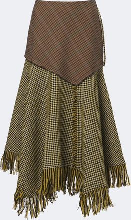 Ganni Falda midi en mezcla de lana de pata de gallo