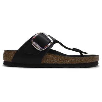 Birkenstock Gizeh Big Buckle Natural Leather Unisex Toe Post Sandals - Black - Size:UK 7.5