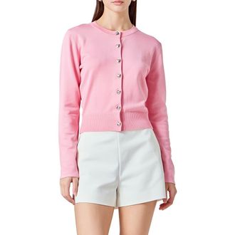 endless rose Heart Button Cotton Cardigan in Pink at Nordstrom, Size X-Small