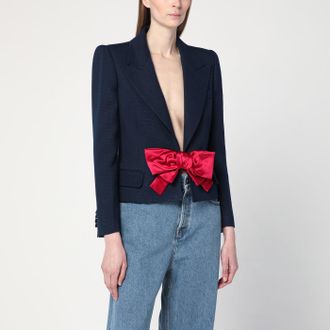 Valentino Giacca blu in viscosa con fiocco