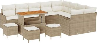 vidaXL Vidaxl - Garden Sofa Set Height-Adjustable 13 pcs Beige Poly Rattan