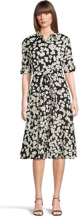 Calvin Klein Floral Cotton Shirt Dress Womens Dress Black/Pristine : 10
