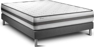 VITALIT Somier gris + colch&oacute;n con muelles y viscoel&aacute;stica 160 x 190