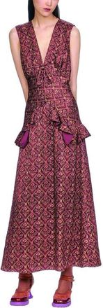 Anna Sui Wallpaper Medley Maxi Dress in Garnet at Nordstrom, Size 10