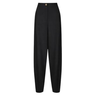Elisabetta Franchi Wide Trousers, female, Black, Size: XL Lightweight Crepe Trousers