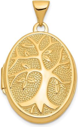 Diamond2Deal 14k Yellow Gold 21x16mm Oval Tree Locket Pendant