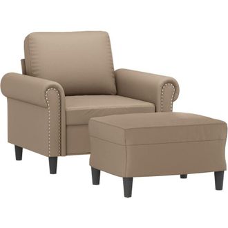vidaXL Vidaxl - Sill&oacute;n Con Taburete Cuero Sint&eacute;tico Color Capuchino 60 Cm