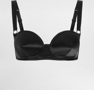 Dolce & Gabbana Satin Balconette Bra With Conical Cups - Woman Underwear Black 2b