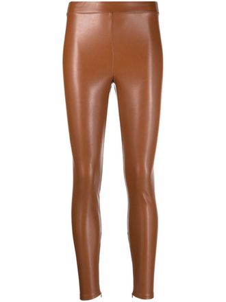 Michael Michael Kors ankle-zip faux-leather leggings - women - Polyester/Polyurethane/Viscose/Spandex/Elastane - 00 - Brown