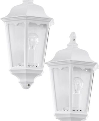 Loops 2 PACK IP44 Outdoor Wall Light White Traditional Lantern 60W E27 Porch Lamp