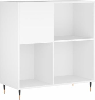 vidaXL Vidaxl - Mueble Para Discos Madera Contrachapada Blanco 84,5x38x89 Cm