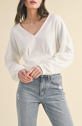 Wishlist Long Sleeve Cotton Underbust Top in Ivory at Nordstrom Rack, Size Medium